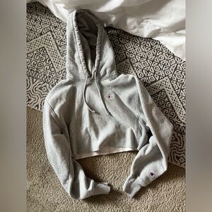 Gray Cropped Champion Hoodie